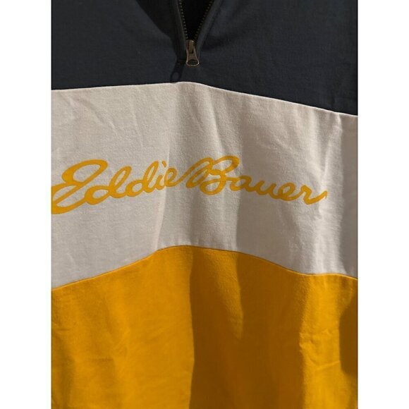 Eddie Bauer Men's Pullover 1/4 Zip Color block & Spell out Sweatshirt Size Large - Picture 3 of 13